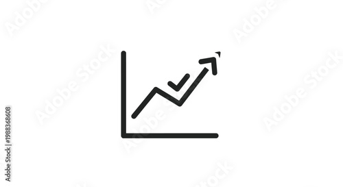 Minimalist Upward Trend Graph Icon Indicating Growth and Success on White Background