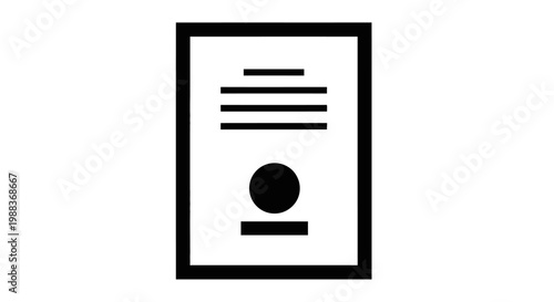 Minimalistic representation of a document, certificate, or official agreement in black and white
