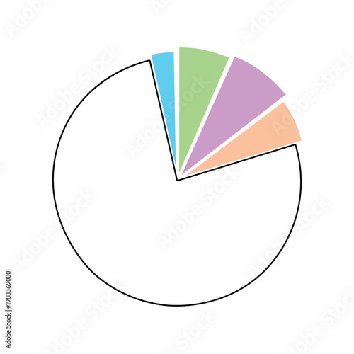 Circular pie chart graphic showing multiple colorful segments representing data distribution and statistical analysis