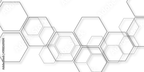 Vector interlocking hexagonal design with shadow create a modern geometric pattern for technological background.