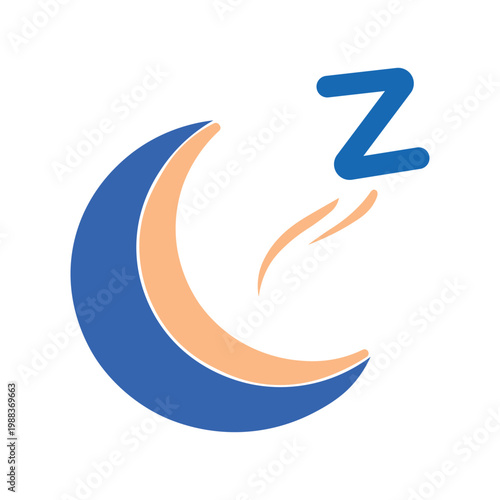 Crescent moon and sleep zzz symbol icon for night rest and bedtime relaxation branding and mobile applications
