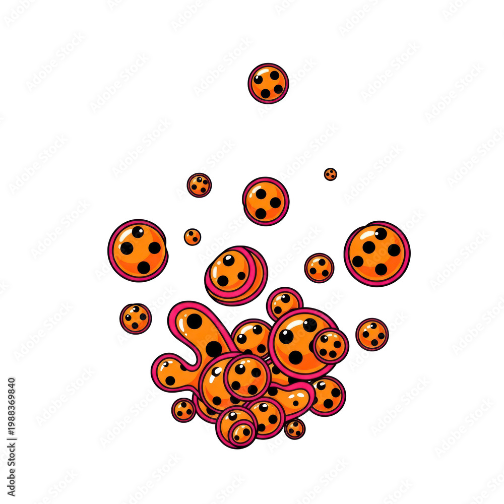 Obraz premium Abstract orange cells dividing illustration dynamic microscopic life f
