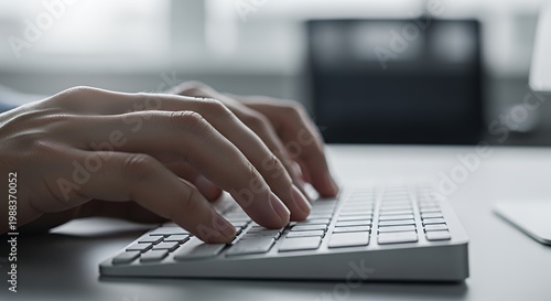 Professional Data Analyst Hands Typing on Keyboard for Financial Statistics and Business Intelligence Report Generation