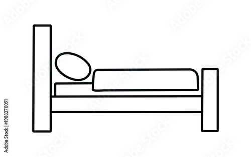 Single bed furniture icon for hotel accommodation and home interior design web and mobile application UI