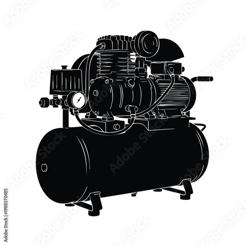 Air compressor machine silhouette vector set bundle.