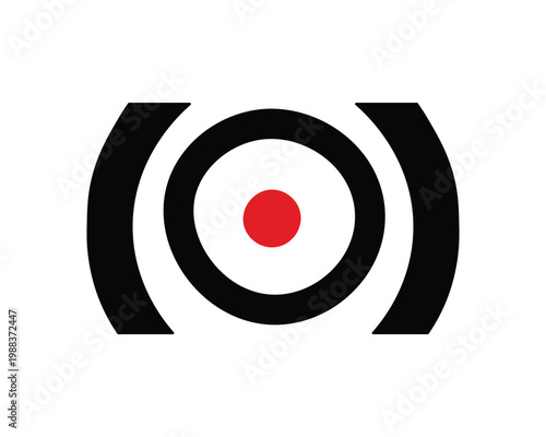 Abstract circular target icon with red center and bold black rings for focus and goal achievement concept