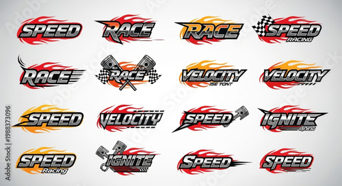 Collection of Speed and Race related graphic design logos.