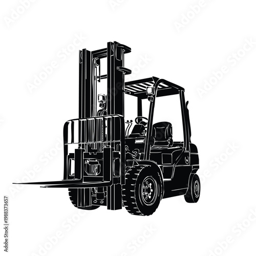 Forklift silhouette set bundle for warehouse logistics and transport.