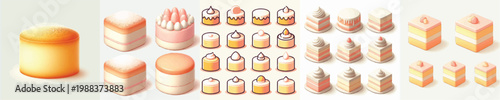 Sponge Cake Collection Vector Illustration