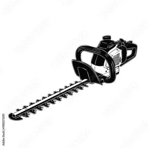 Garden hedge trimmer silhouette set bundle on white background.