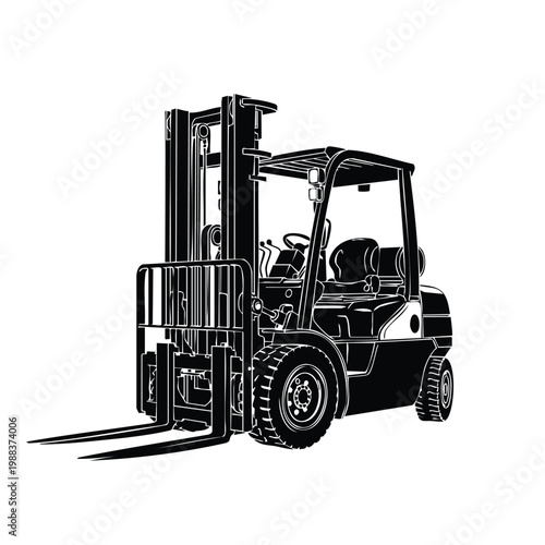 Forklift truck silhouette set bundle isolated on white vector.