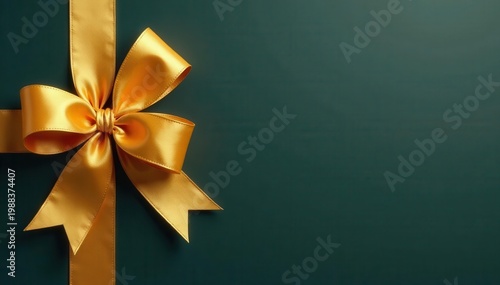 A lustrous gold ribbon tied with a graceful bow, cleanly isolated , high-resolution, shine, detail