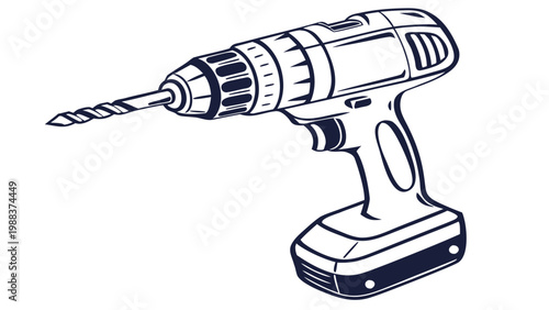 Modern cordless power drill tool for construction and home repair with handyman