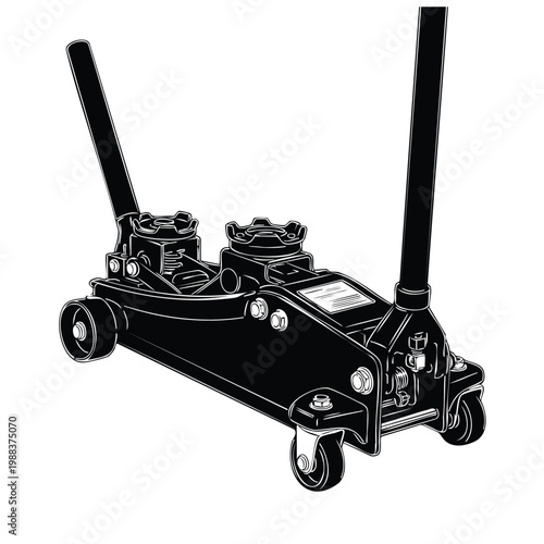 Hydraulic floor jack silhouette vector set bundle.