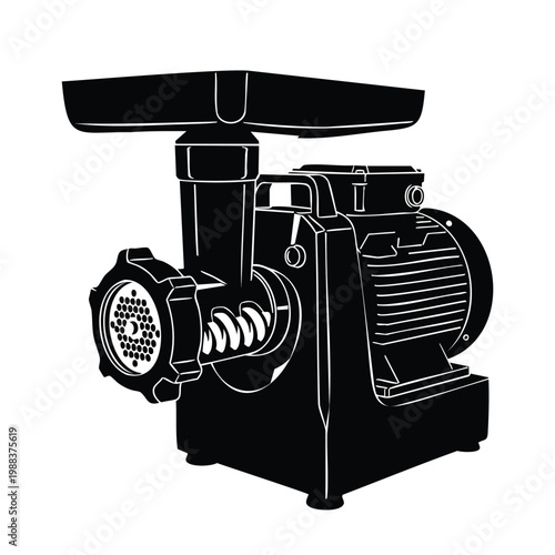 Industrial electric meat grinder machine silhouette bundle graphic.