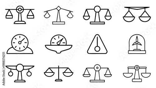 A uniform black square background containing no visible white linear icons or graphic elements related to balance in its empty dark framing.