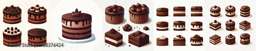 Chocolate Cake Vector Illustrations