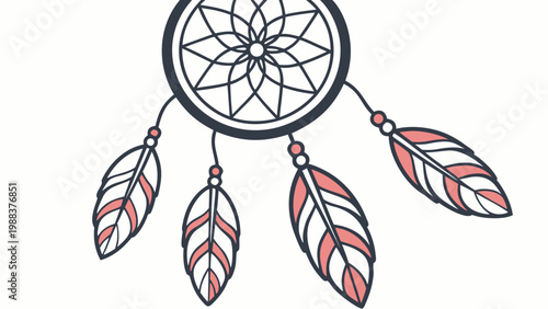 Modern dreamcatcher graphic with pastel feather accents dreamcatcher bohemian