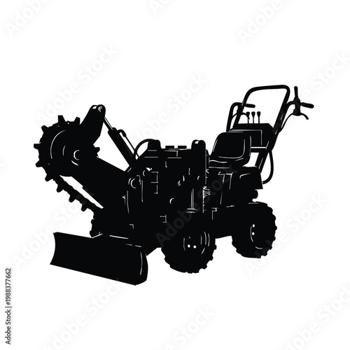 Industrial trencher machine bundle silhouette for digging projects.