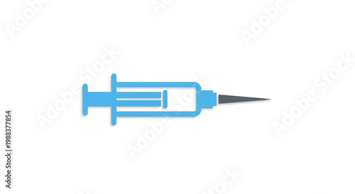 Minimalist representation of a syringe against a white backdrop for medical use