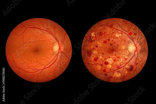 Healthy Retina vs Diabetic Retinopathy Fundus Comparison