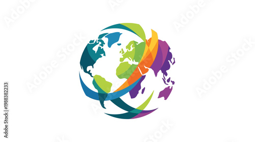 Colorful abstract globe logo representing global communication and worldwide connection.