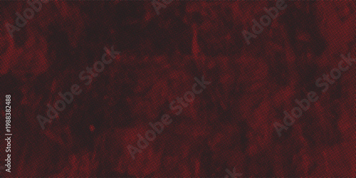 Red and Black Halftone Grunge Texture Background with Distressed Dot Pattern. Vector Illustration