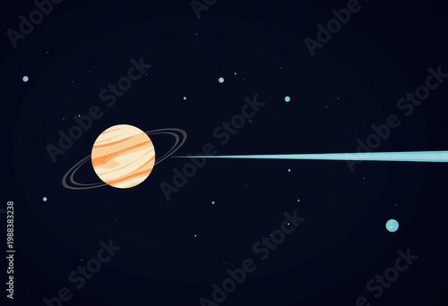 Vibrant Illustration of a Ringed Planet and Stars in a Deep Space Galaxy with Rays of Light Casting Through the Cosmic Scene