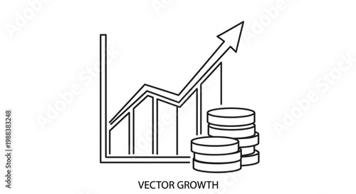 Financial Growth Chart with Stacked Coins Icon.