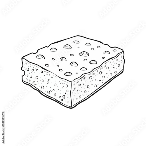 Hand drawn sketch of a porous sponge for cleaning and scrubbing surfaces