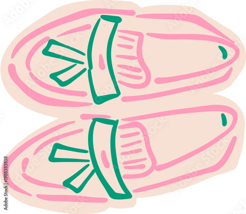 Neon Outline Bow Loafers Shoes, Cute Fashion Footwear Sticker Doodle Illustration