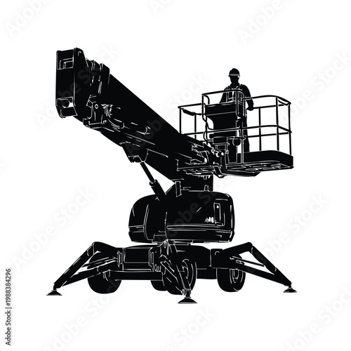 Silhouette aerial platform lift with worker set bundle.