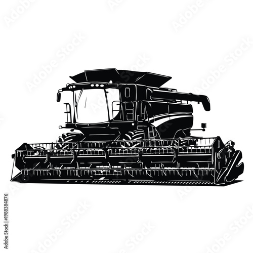 Silhouette bundle set of agricultural and industrial machines combine harvester.