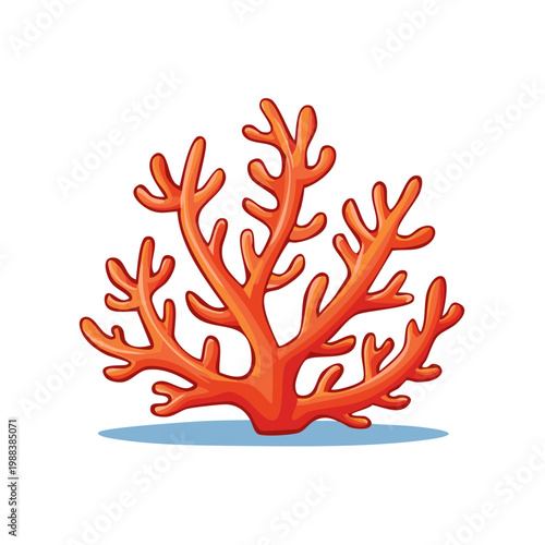 Vibrant illustration of a branching red coral reef organism underwater marine life