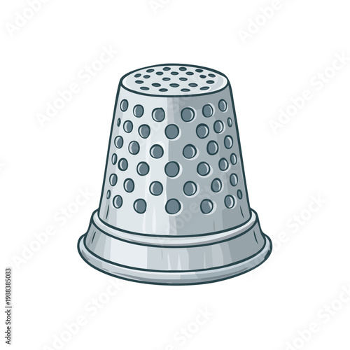 Silver Metal Thimble with Perforated Design for Sewing Protection and Crafting