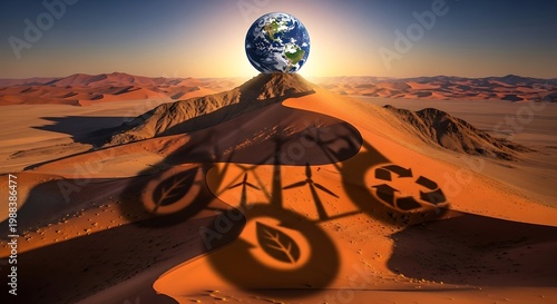 Earth Balance Climate Change Concept Isoleted White Background Sustainability Shadow Scene