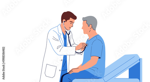 Doctor examining patient with stethoscope, medical check-up, healthcare concept