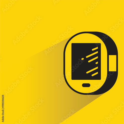 mobile phone icon with shadow yellow background