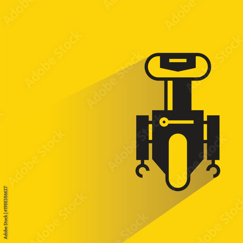 droid and humanoid robot with shadow on yellow background