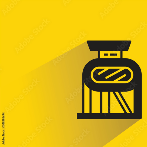 modern building icon with shadow on yellow background