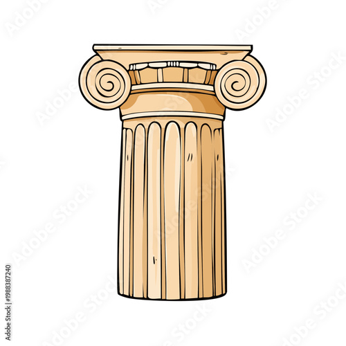 Classical Ionic Column Capital Detailed Illustration of Ancient Greek Architectural Element