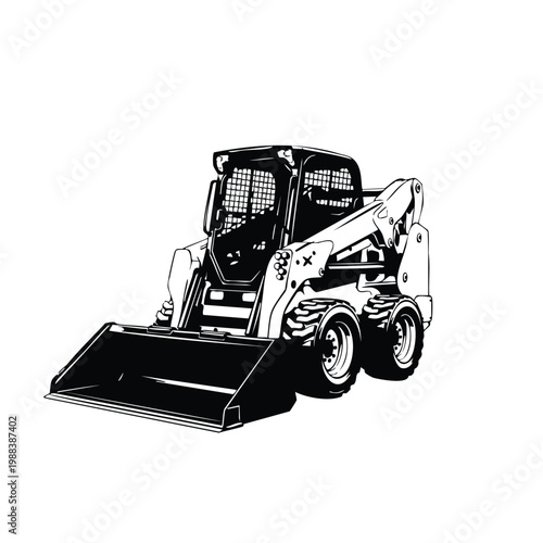 Skid steer loader silhouette bundle for construction heavy machinery.