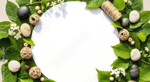 Natural Leaf Frame Mockup Isoleted White Background Eco Design Copy Space