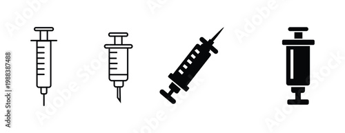 Syringe Medical Injection Vector Icon Set