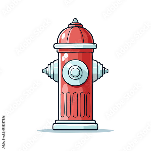 Red fire hydrant illustration with cartoon style and clean lines