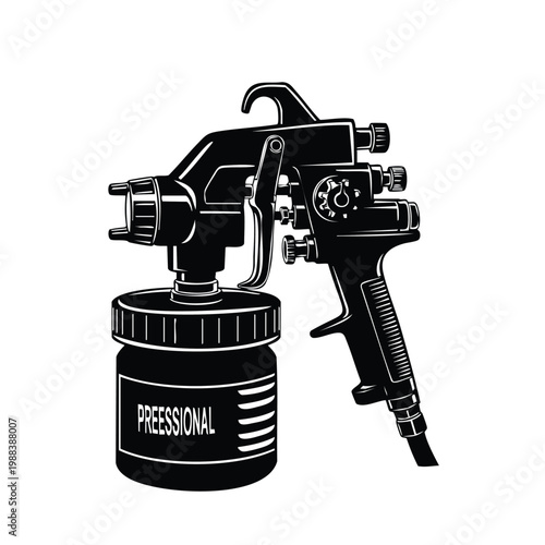 Spray gun silhouette, bundle of painting and finishing tools.