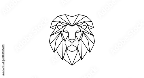 Geometric Lion Head Outline Logo - Low Poly Animal Icon