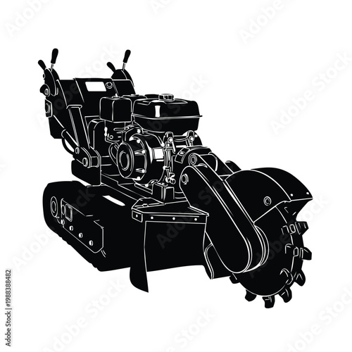 Stump grinder forestry machine vector silhouette bundle set artworks.
