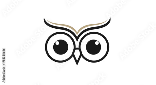 Minimalist Owl Logo Design, Wise Bird Icon, Simple Vector Illustration