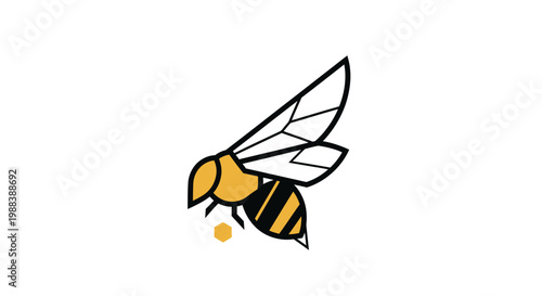 Minimalist Flying Bee Icon with Pollen Dot